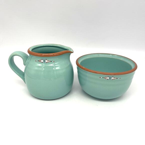 Vintage Noritake Boulder Ridge 8674 Stoneware Cream & Open Sugar Bowl Paint Chip - Picture 1 of 11
